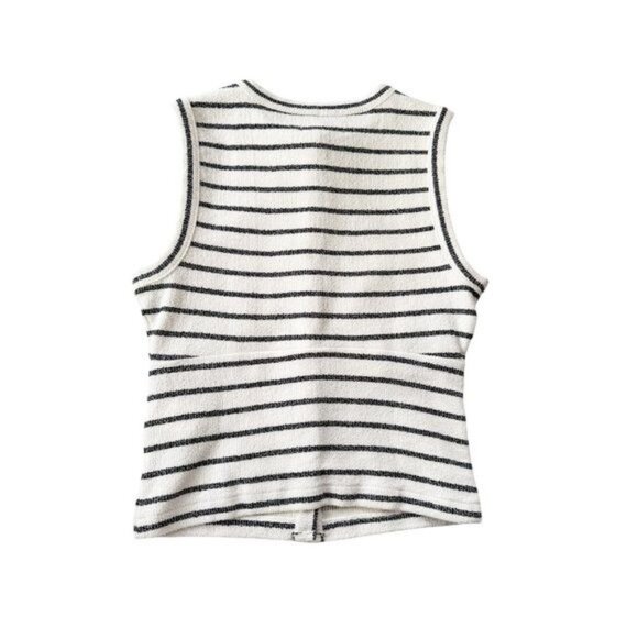 Madewell Cotton Blend Split Crewneck Cardigan Tank Cream Navy Size XS - Picture 6 of 12